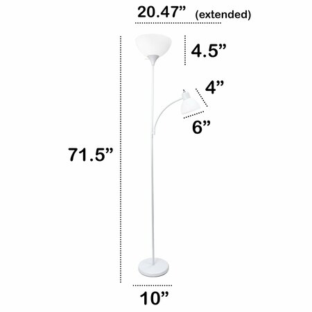 Creekwood Home Traditional 2 Light Mother Daughter Metal Floor Lamp, Torchiere, Reading Light Plastic Shades, White CWF-3000-WH